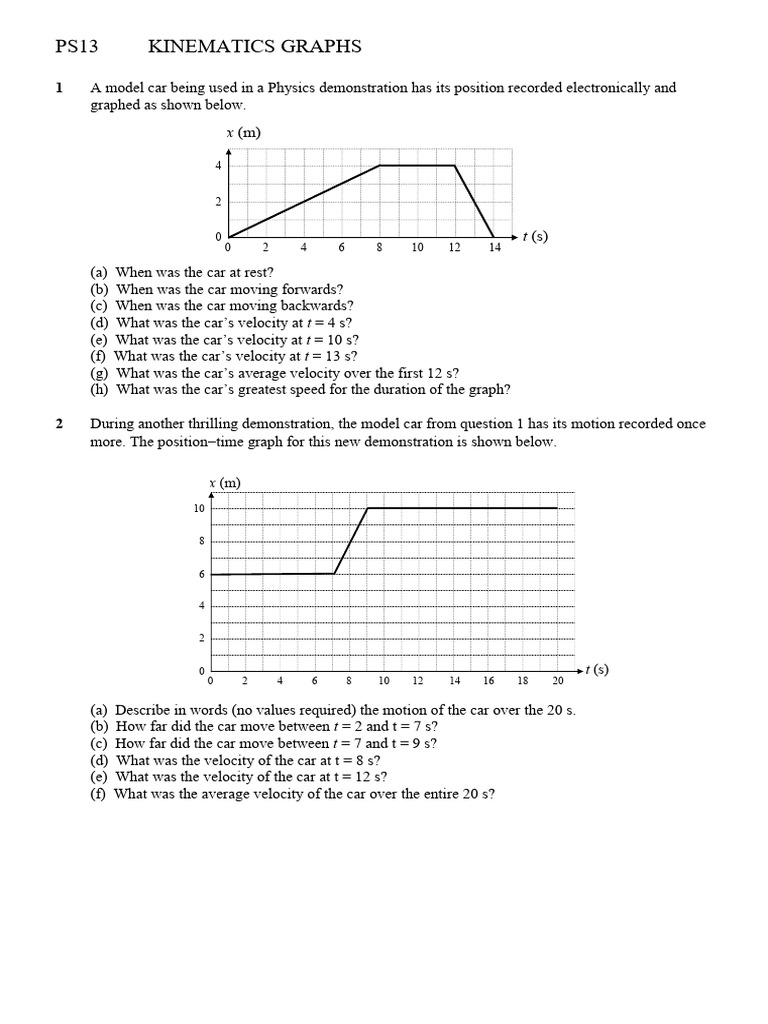 PS13-Kinematics Graphs V2 | PDF | Acceleration | Velocity