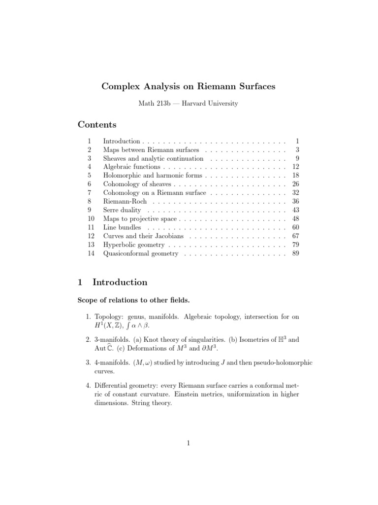 Complex Analysis Riemann Harvard | PDF | Geometry | Field (Mathematics)