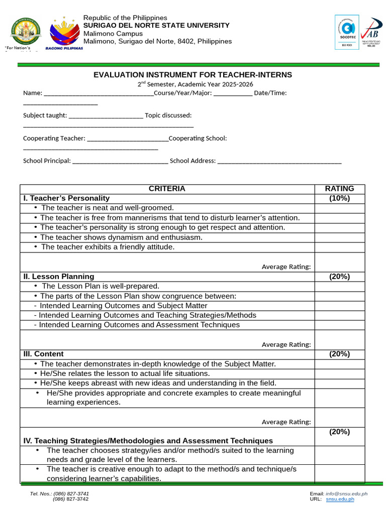 Demo-Teaching_Rating-Form-1 | PDF | Teachers | Learning