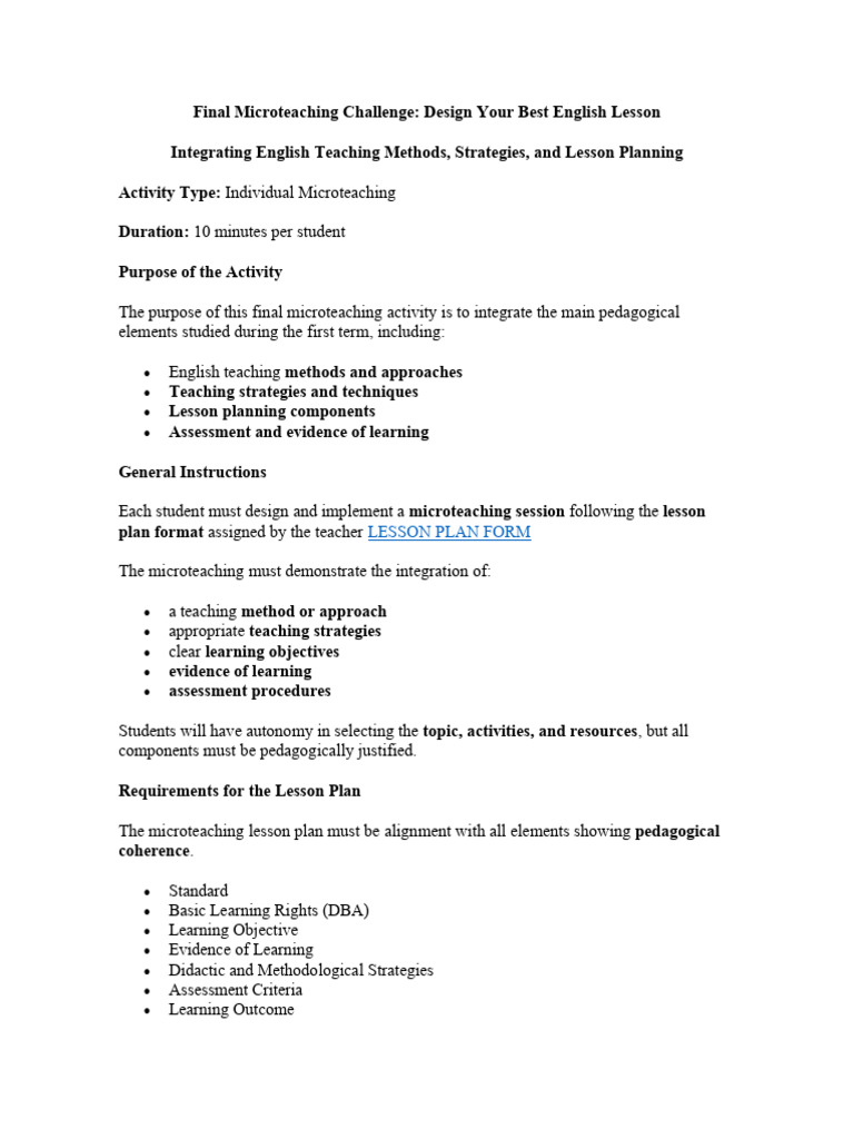 Final Microteaching Challenge | PDF | Teaching Method | Lesson Plan