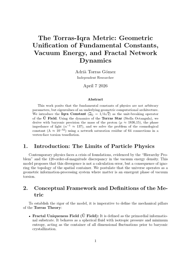 Torr as i Qra Metric | PDF | Universe | Matter