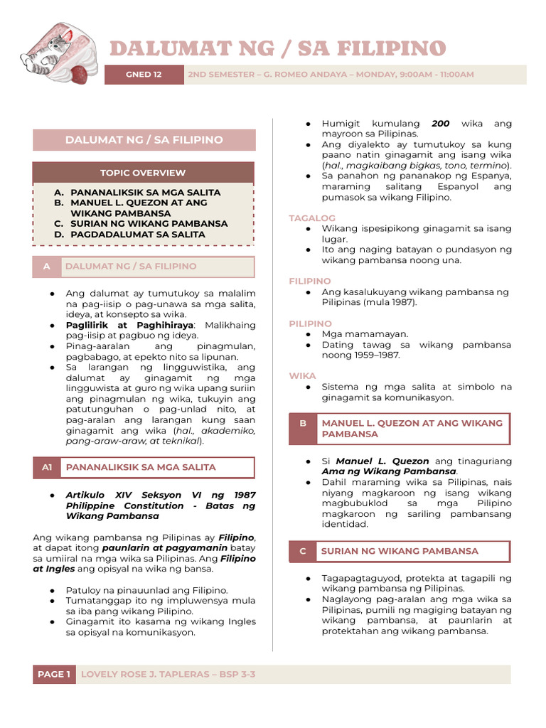 Dalumat Ng - Sa Filipino | PDF