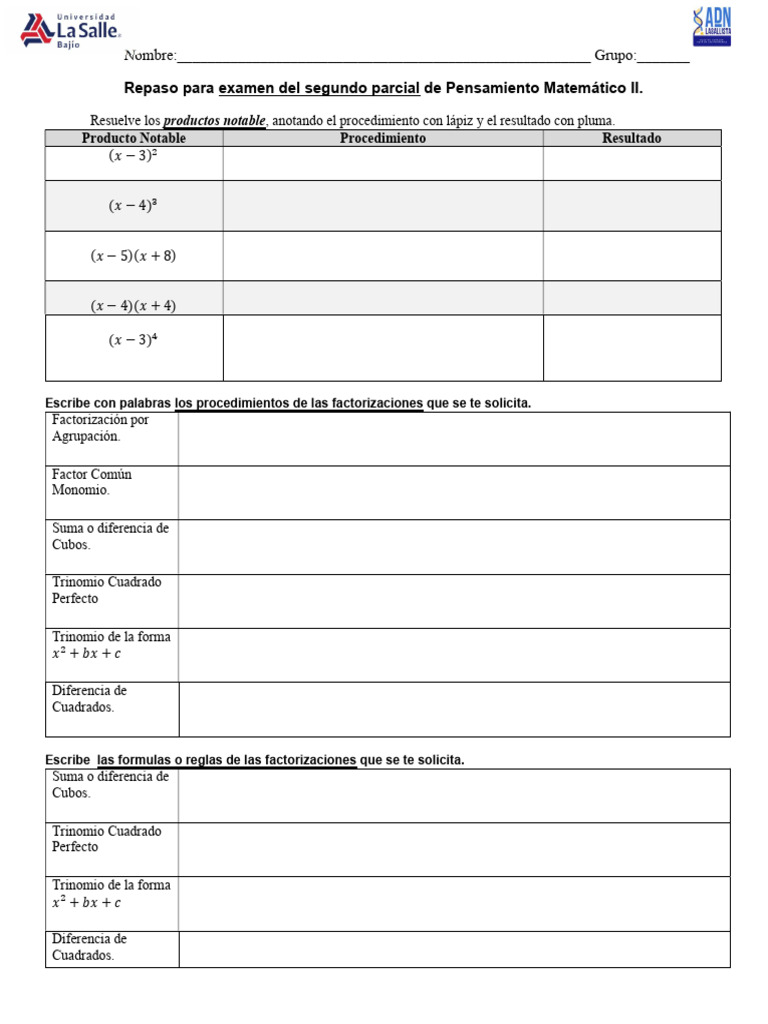 Repaso Para Examen Del Segundo Parcial Marzo 2026 | PDF