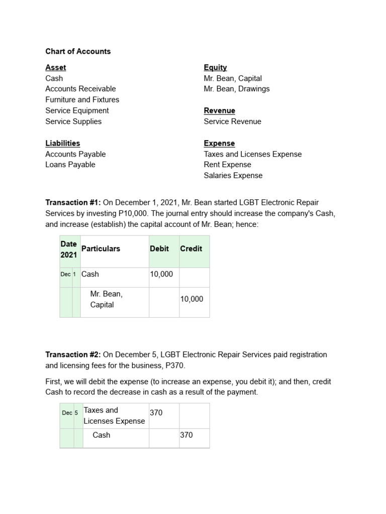 - Practice Journalizing #1 | PDF | Debits And Credits | Expense