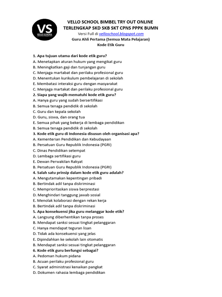 006 Velloschool.blogspot.com Guru Ahli Pertama (Semua Mata Pelajaran) | PDF