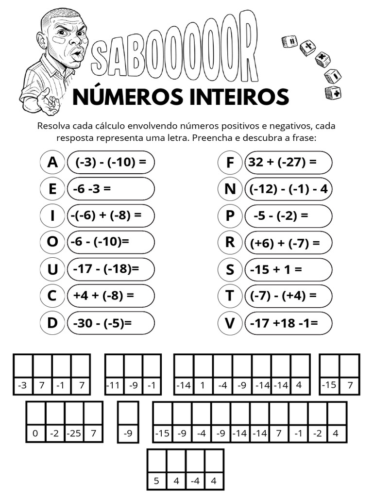 Atividade Inteiros 7 Ano - 2bi | PDF