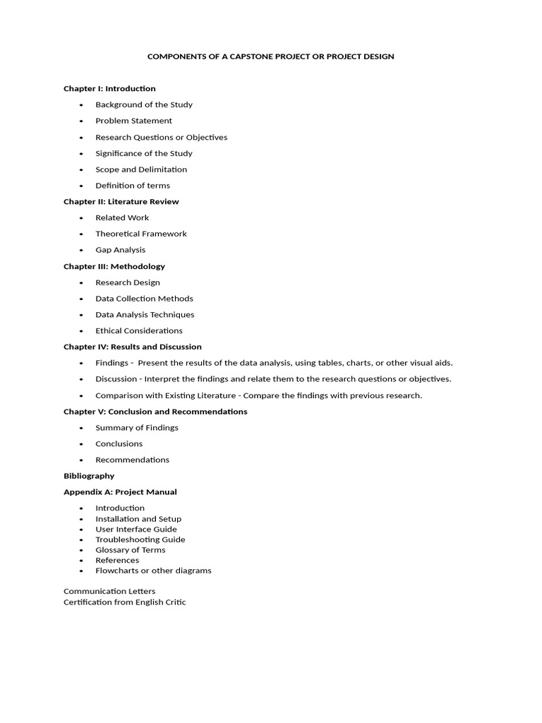 Components of a Capstone Project or Project Design | PDF