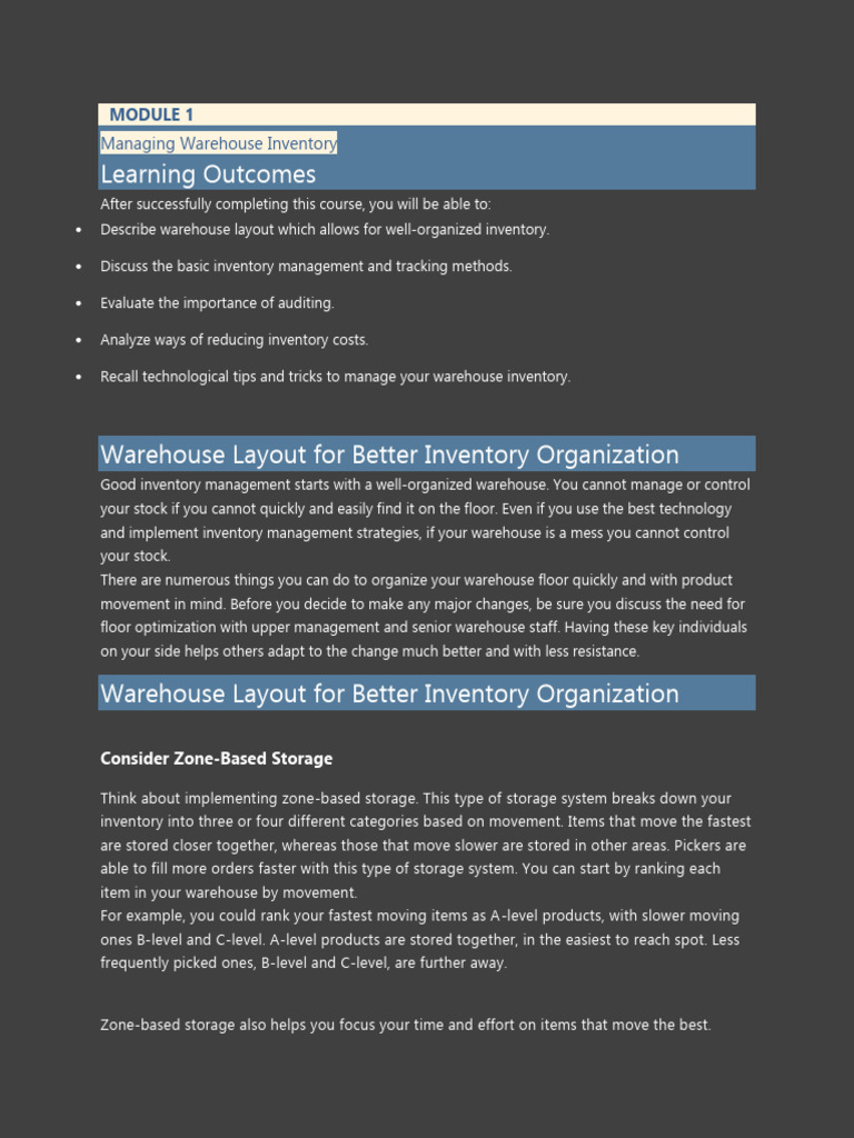Notes Warehouse Management | PDF | Inventory | Supply Chain