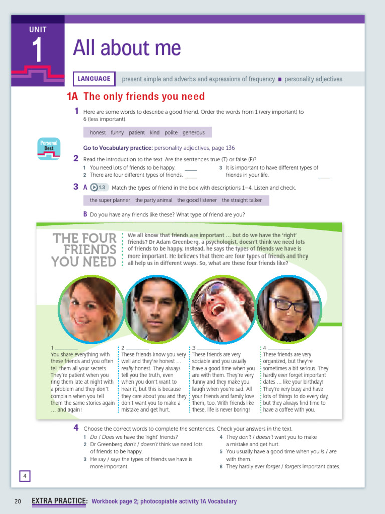 Personal Best B1 - Unit 1 SB | PDF | Adverb | Verb