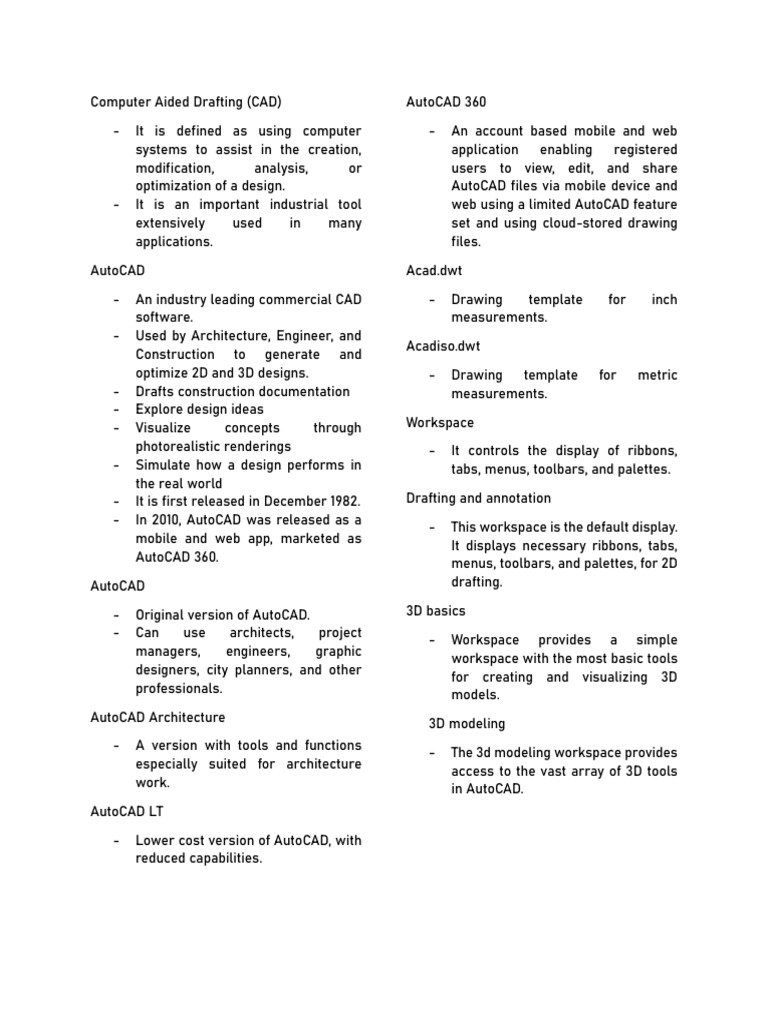 Computer Aided Drafting REVIEWER | PDF | Circle | Auto Cad