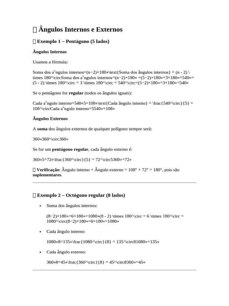 Ângulos Internos e Externos | PDF