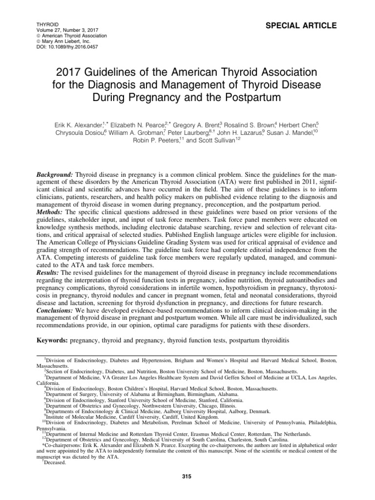 ATA 2017 - The Diagnosis and Management of Thyroid Disease During ...