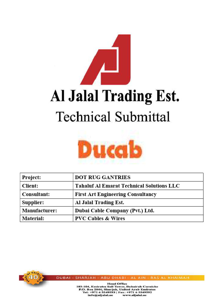 Ducab Pvc Cables & Wires - Dot Rug Gantries | PDF | Electrical ...