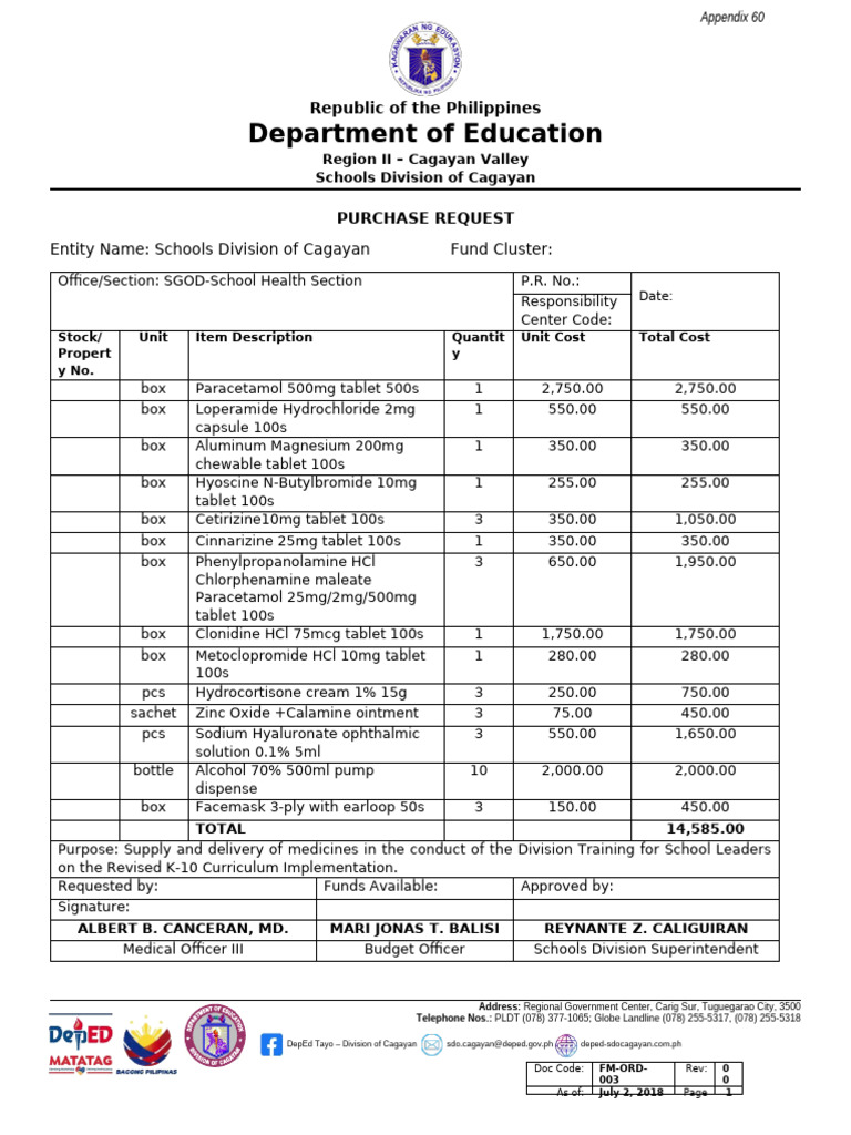 Purchase Request (Emergency) | PDF