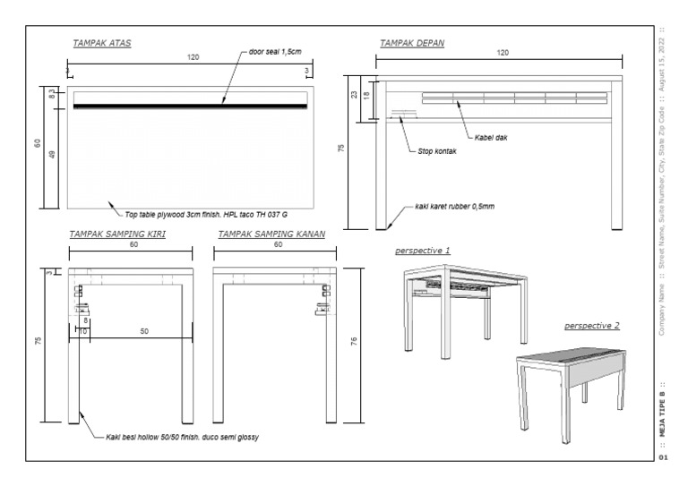 Gambar Meja Kerja Tipe (b) (2) | PDF
