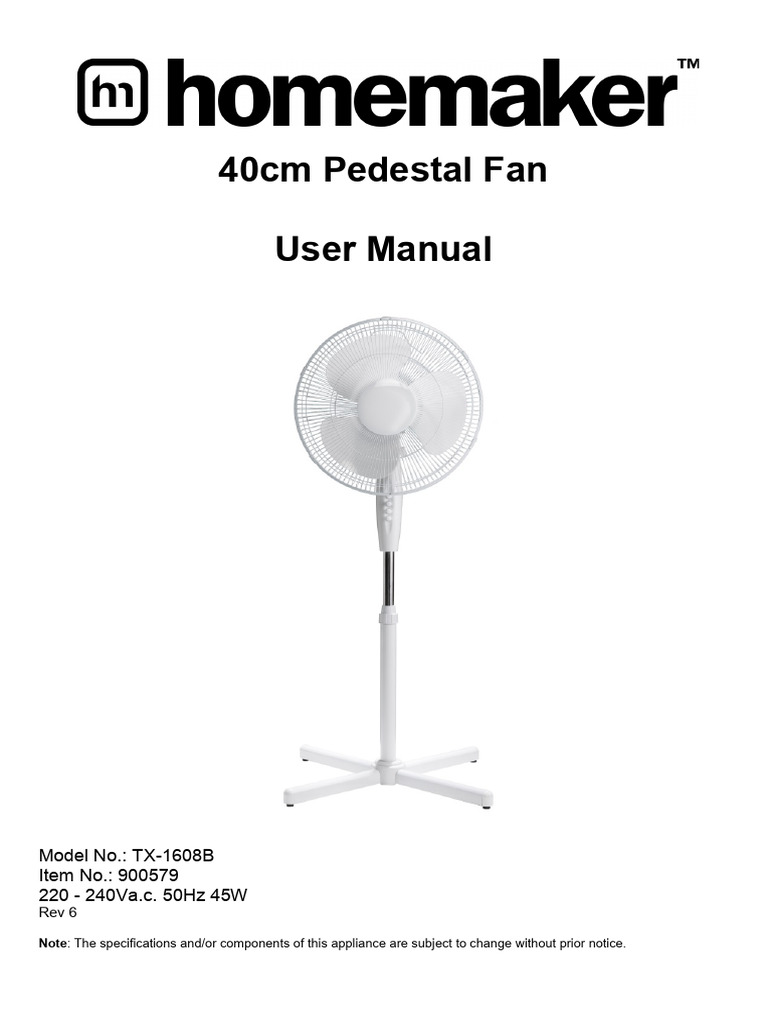 40cm Pedestal Fan | PDF