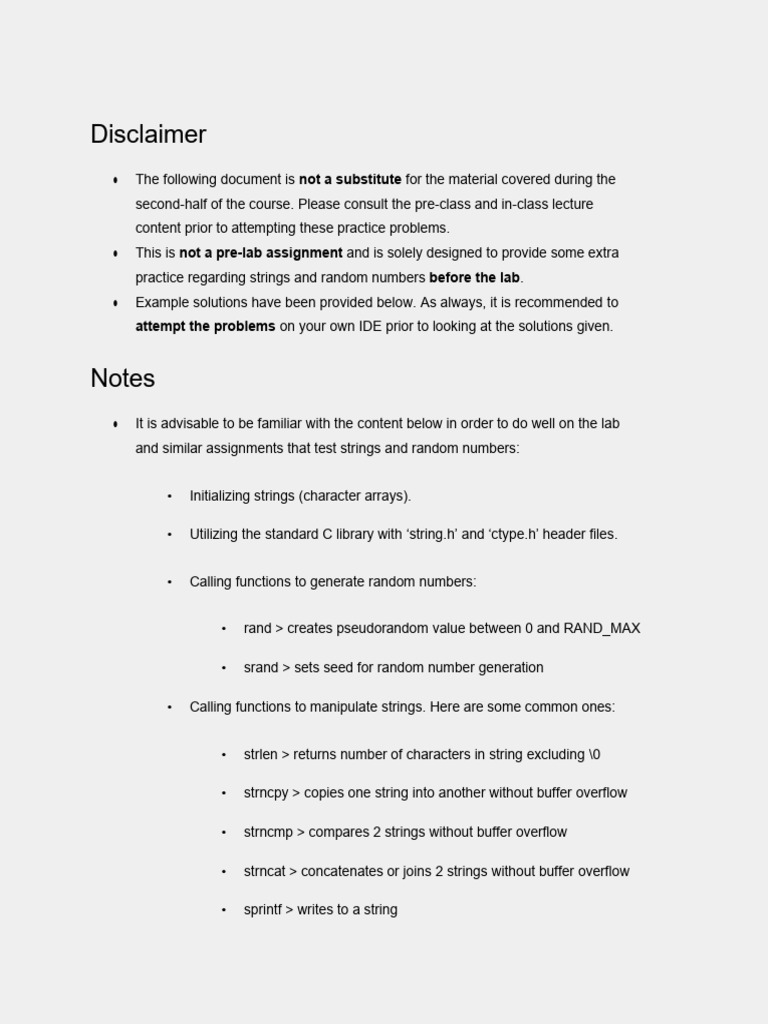 APSC 160 - Extra Practice for Strings & Random Numbers | PDF | String ...
