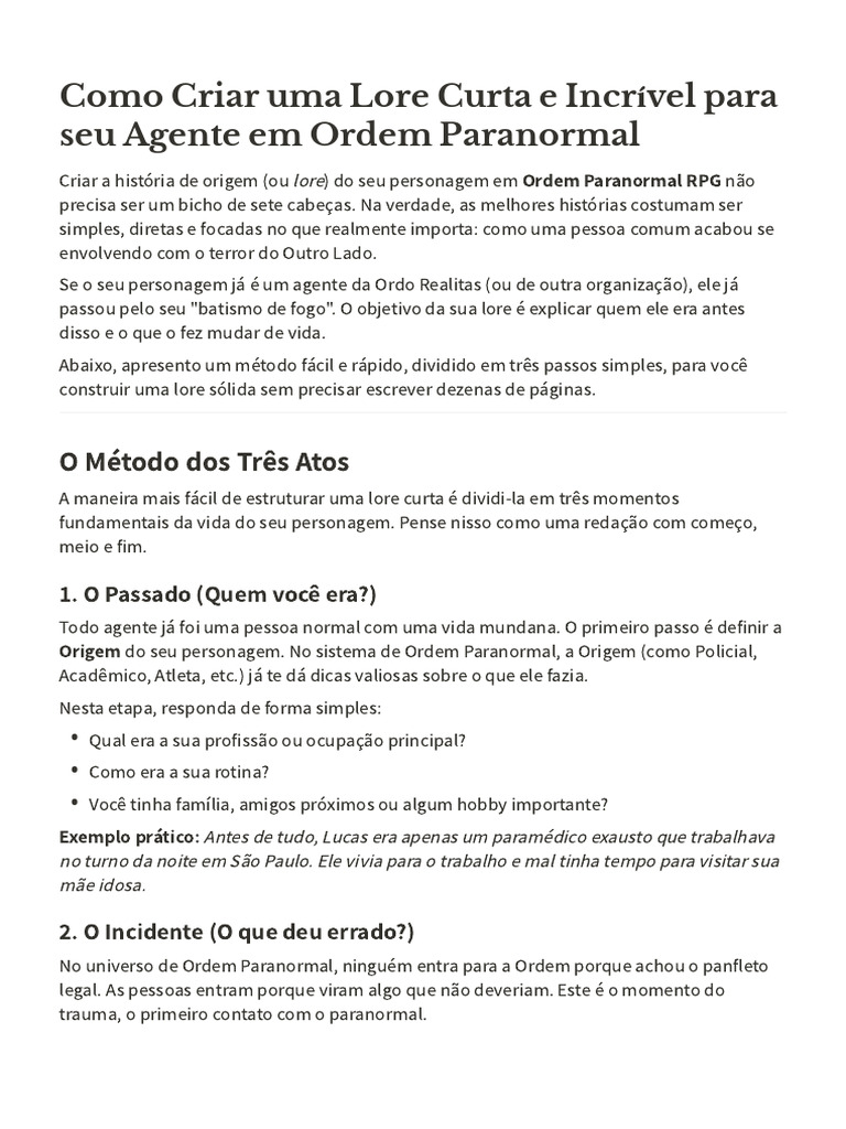 Como_Criar_uma_Lore_Curta_e_Incrível_para_seu_Agen | PDF | Vida