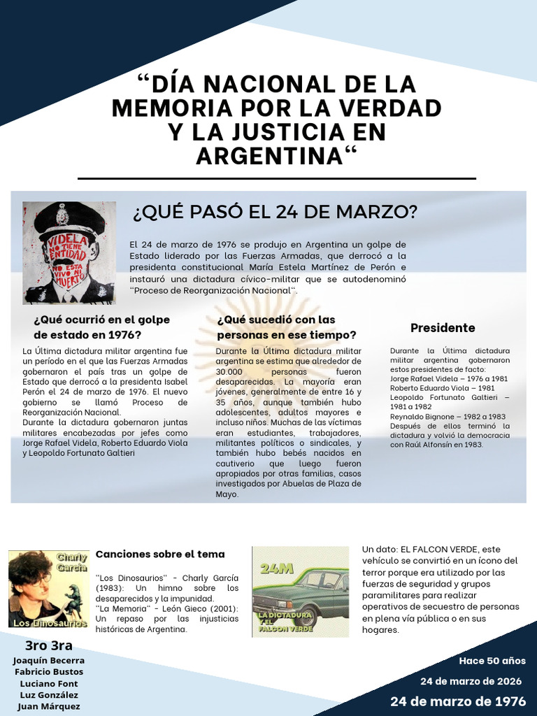 Trabajo Sobre Día Nacional de La Memoria Por La Verdad y La Justicia ...