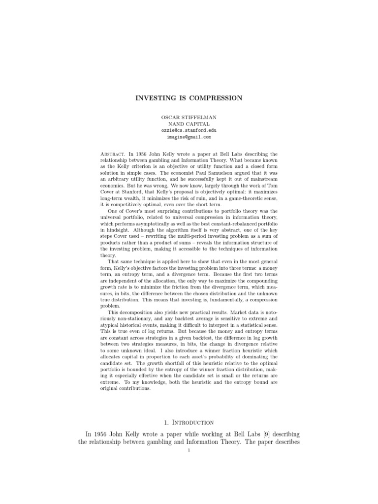Investing is Compression | PDF | Applied Mathematics | Mathematics