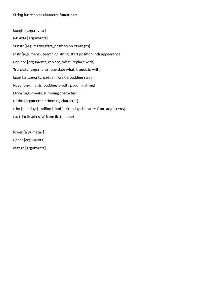 String Function or Character Functrions 23-04-2025 | PDF