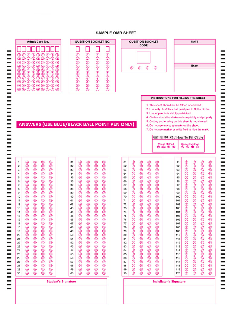 OMR Sheet 120 Questions_copy | PDF