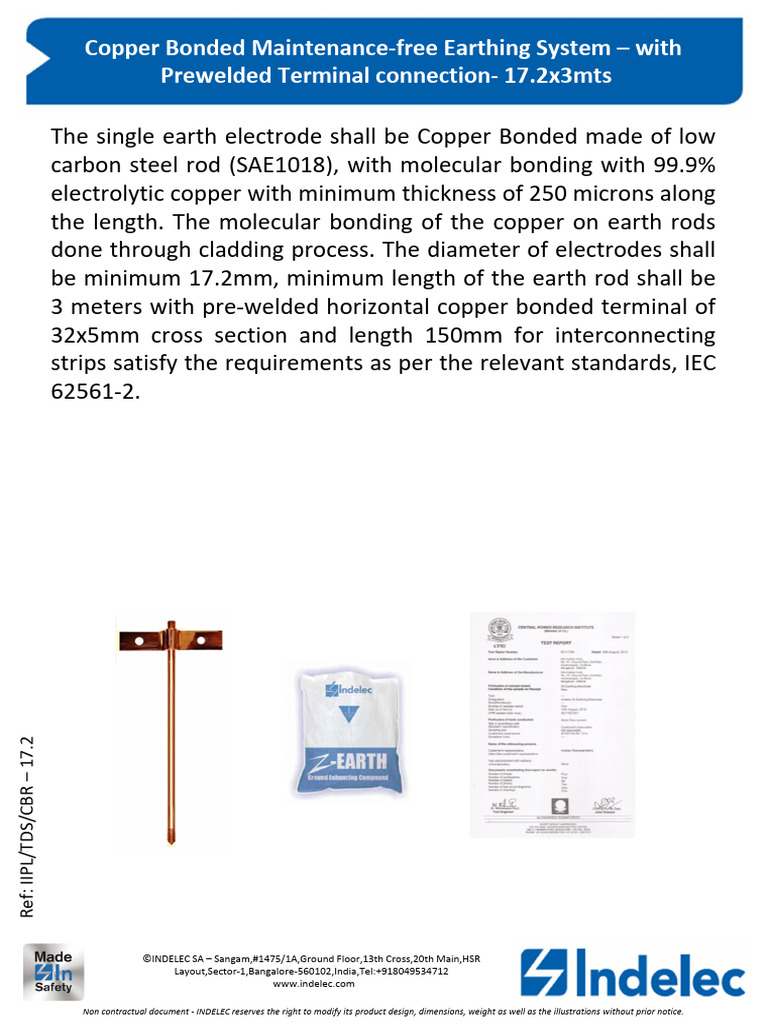 Annexure G - CBR_Earthing _Data Sheet | PDF | Copper | Materials