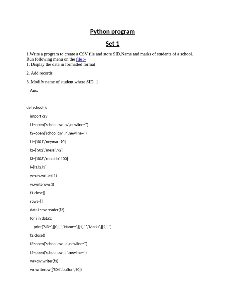 Python program 2025-26 | PDF | Comma Separated Values | Computer Data