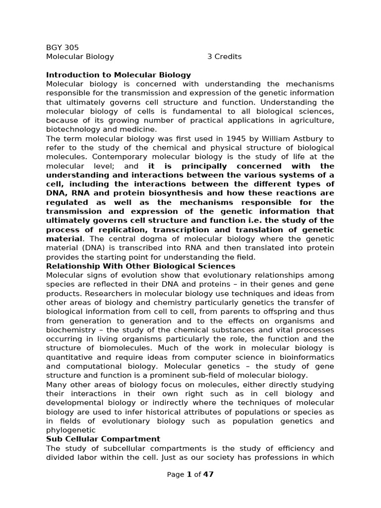 BGY 305 Notes Making | PDF | Operon | Translation (Biology)