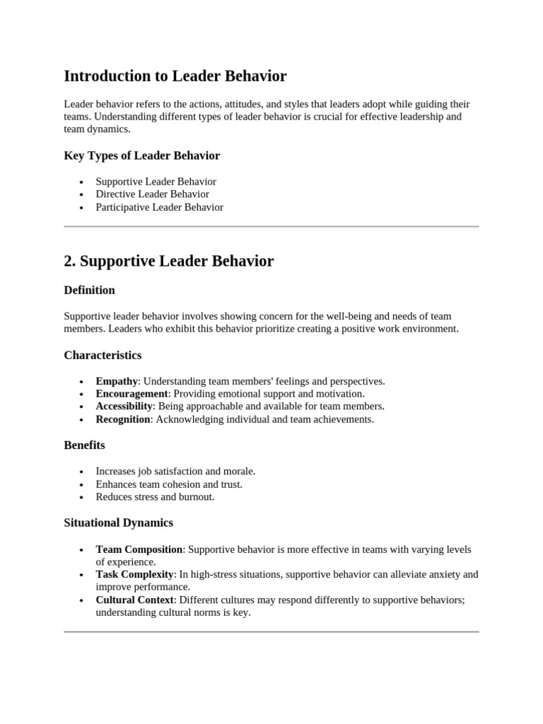 Introduction to Leader Behavior | PDF | Leadership | Behavior