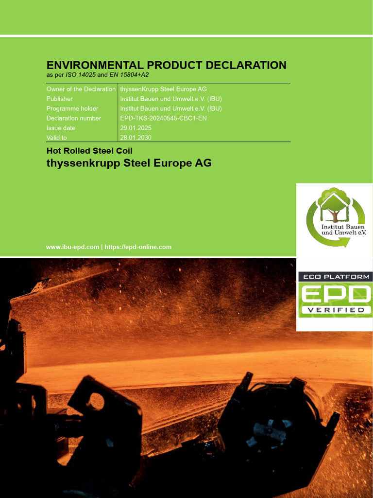 Thyssenkrupp Epd Hot Rolled Steel Coil en Steel | PDF | Secondary ...