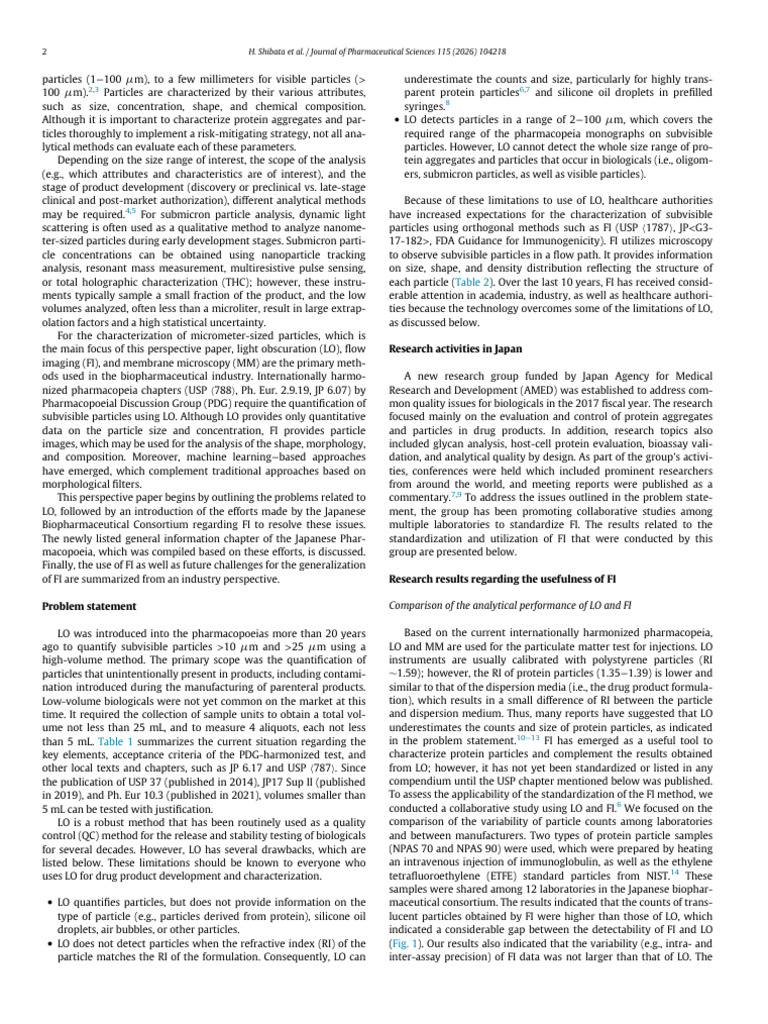 Flow Imaging for Particle Characterization and Quantification in-002 ...