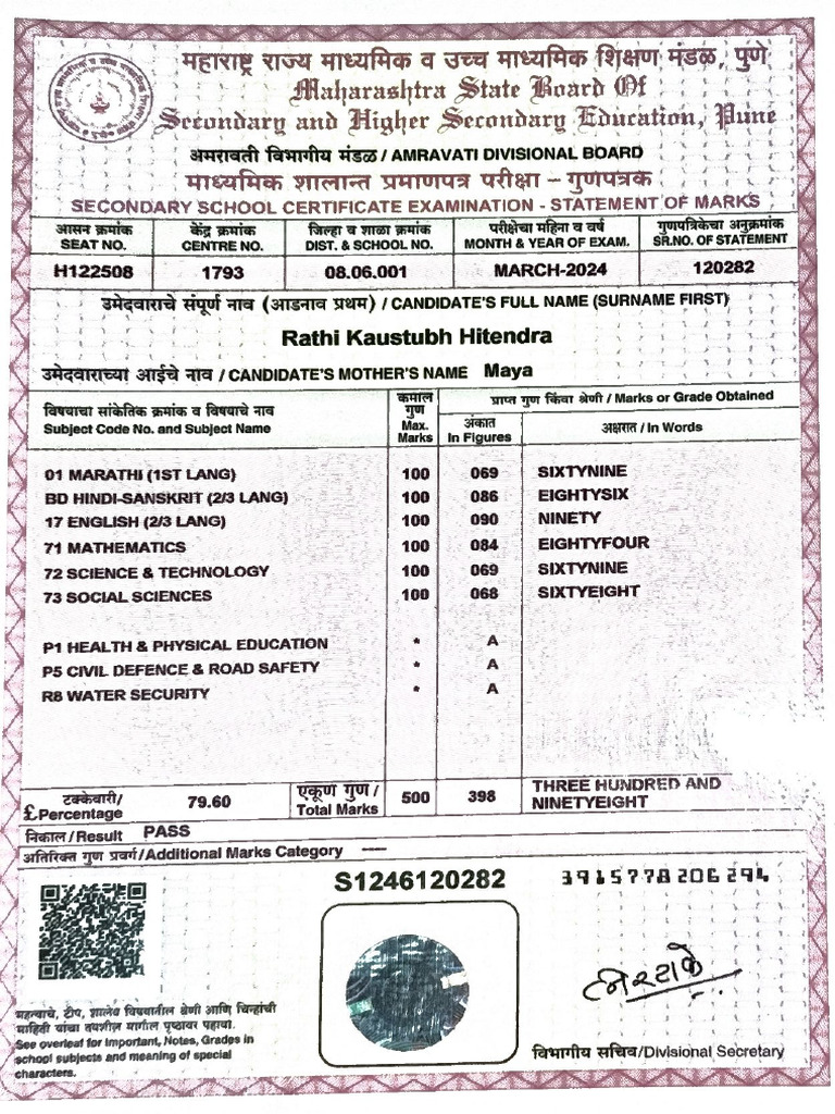 Scanned - 20260226-1854 SSC Marksheet | PDF