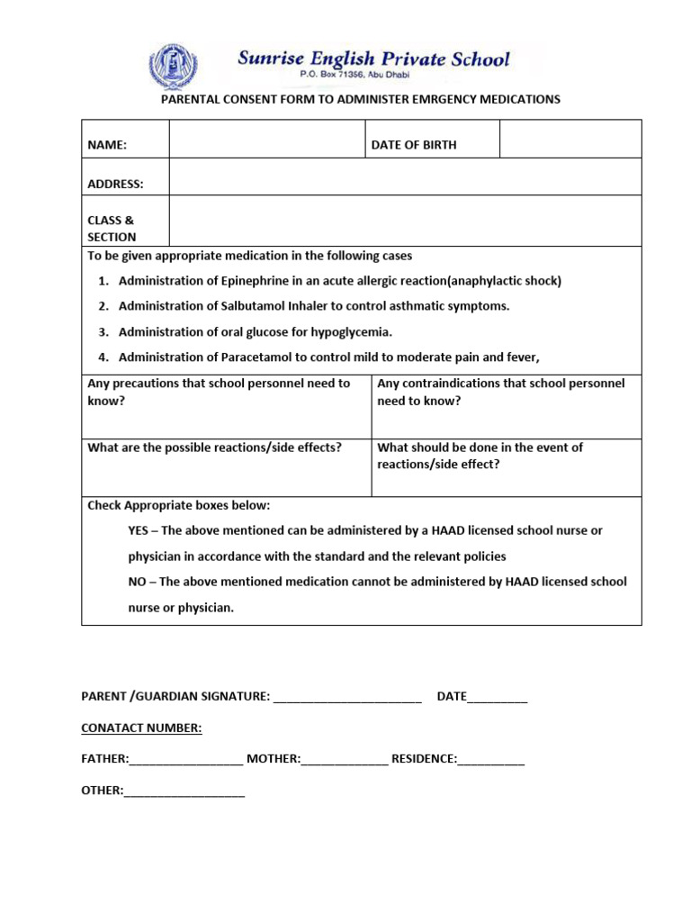 Medication Consent Form Clinic | PDF