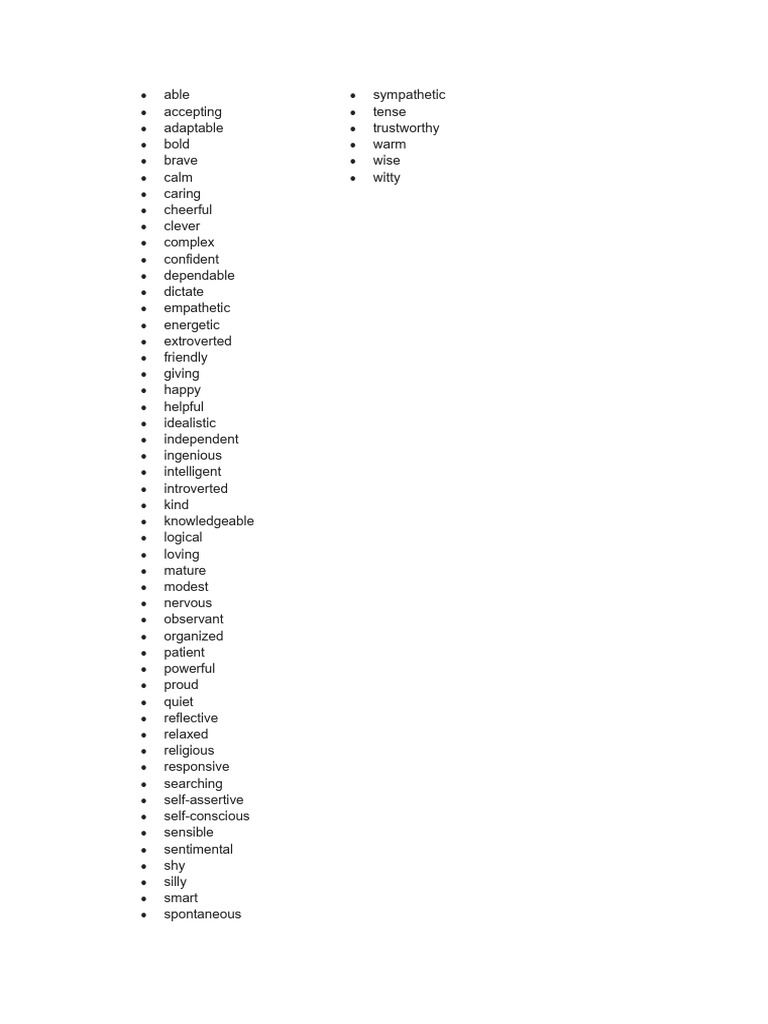 The Johari Window Adjectives | PDF