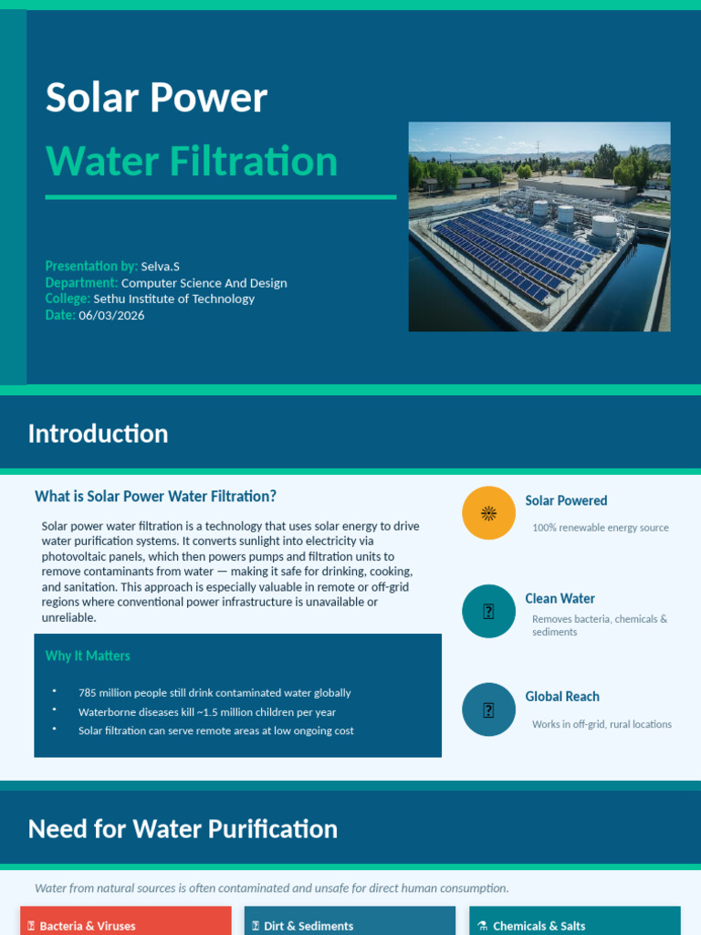 Solar Power Water Filtration Enhanced (1) | PDF | Water Purification ...