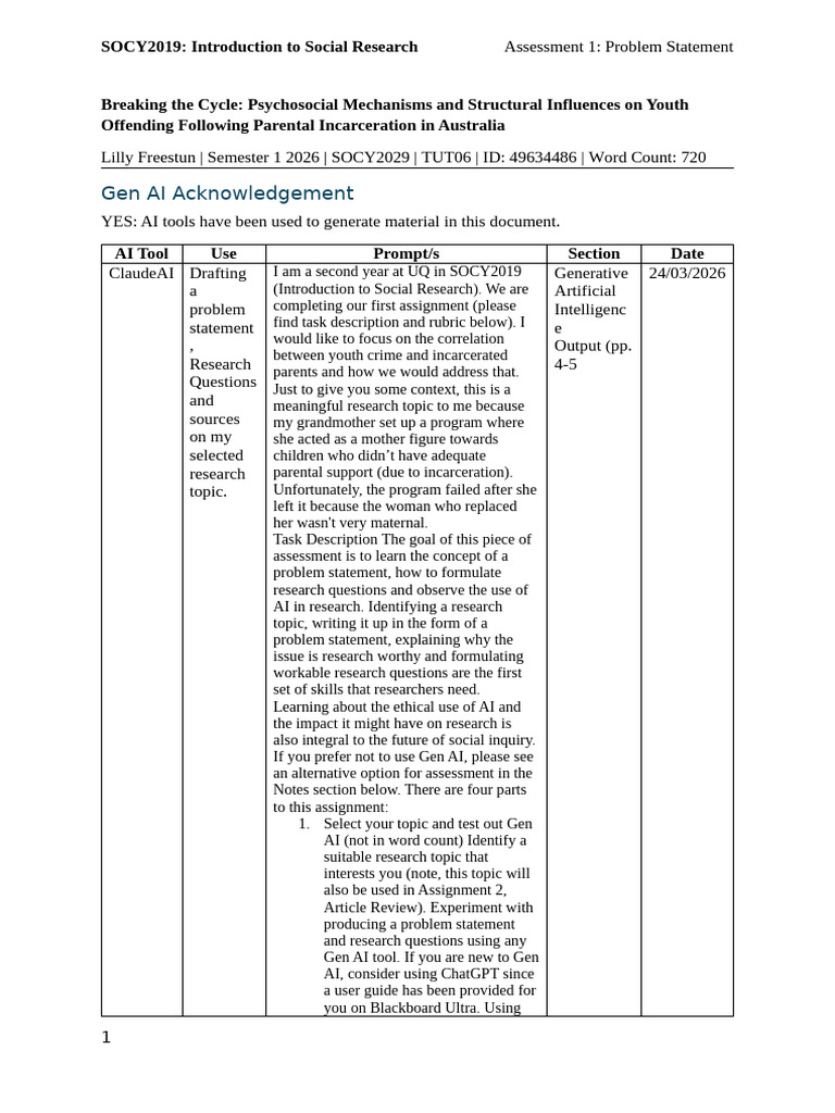 SOCY2019 - Problem Statement Part 1 L. Freestun | PDF | Artificial ...
