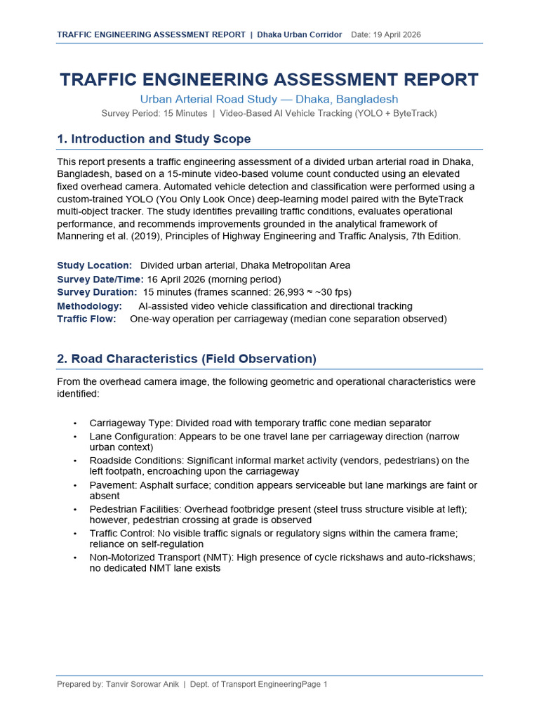 Traffic Assessment Report Dhaka | PDF | Traffic | Lane