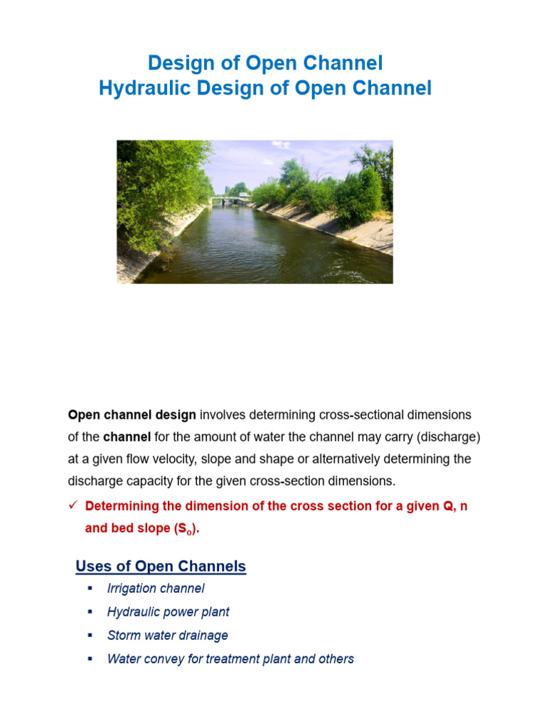 Design of Open Channel | PDF | Force | Cross Section (Physics)