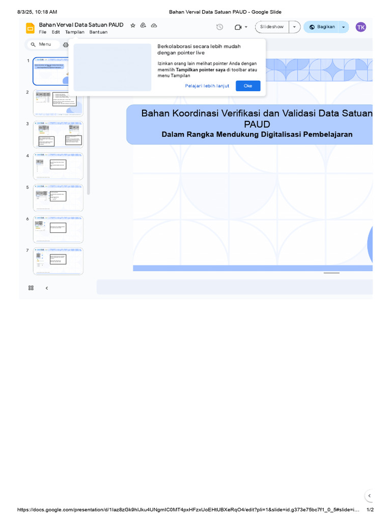 Bahan Verval Data Satuan PAUD - Google Slide | PDF