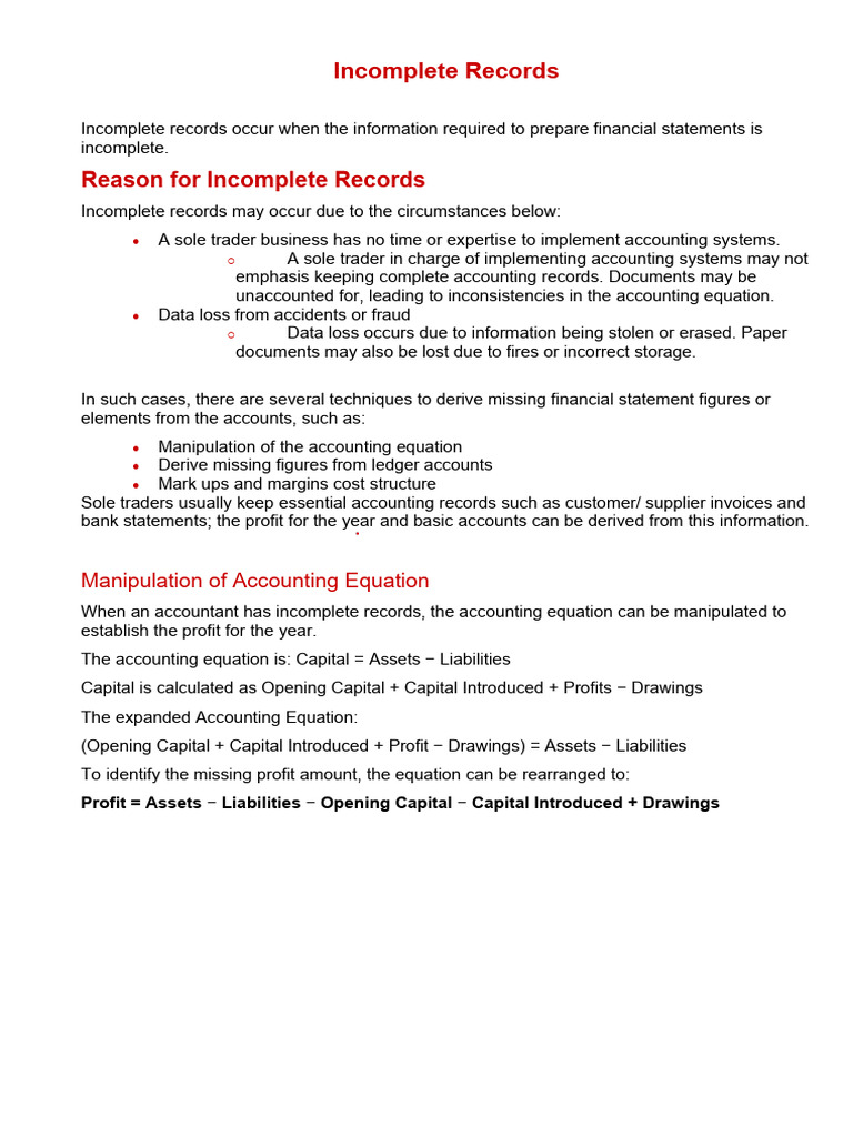 Incomplete Records | PDF