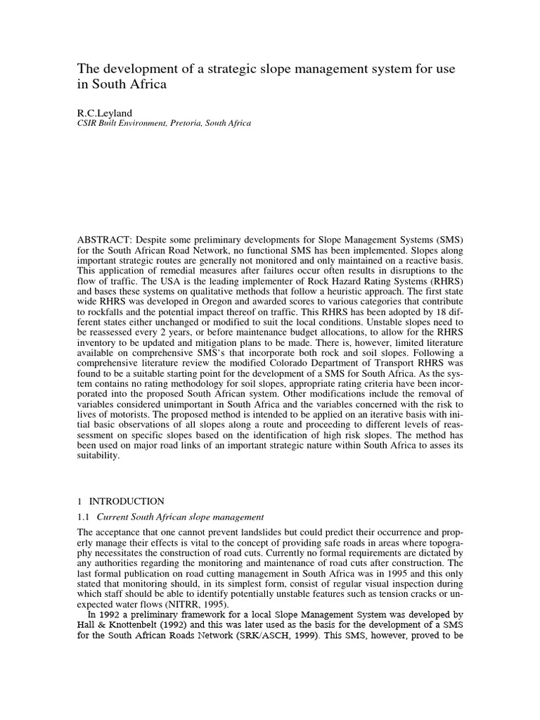 Development of a Strategic Slope Management System | PDF | Geology ...