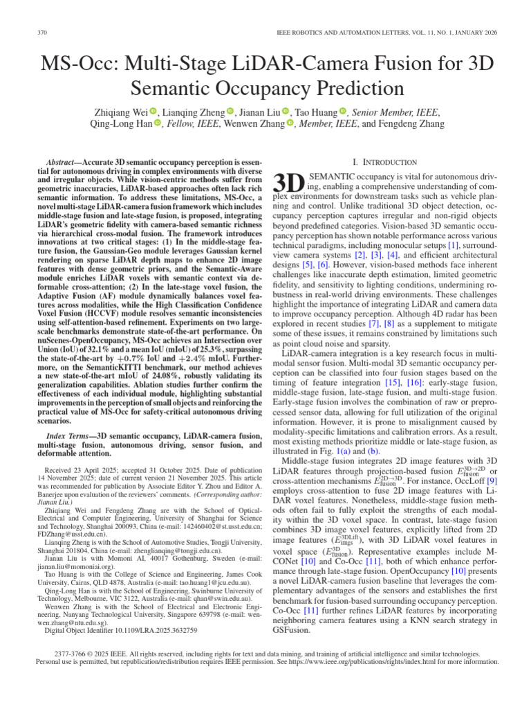 MS-Occ Multi-Stage LiDAR-Camera Fusion for 3D Semantic Occupancy ...