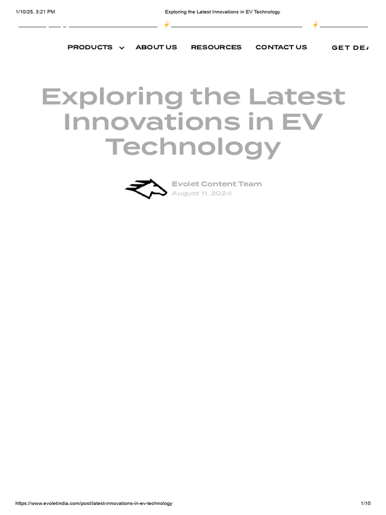Exploring the Latest Innovations in EV Technology | PDF | Electric ...