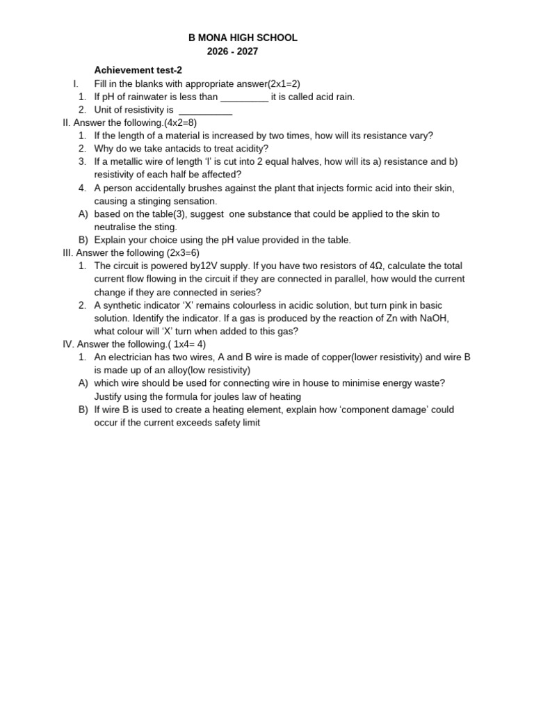 Achievement Test 2 | PDF