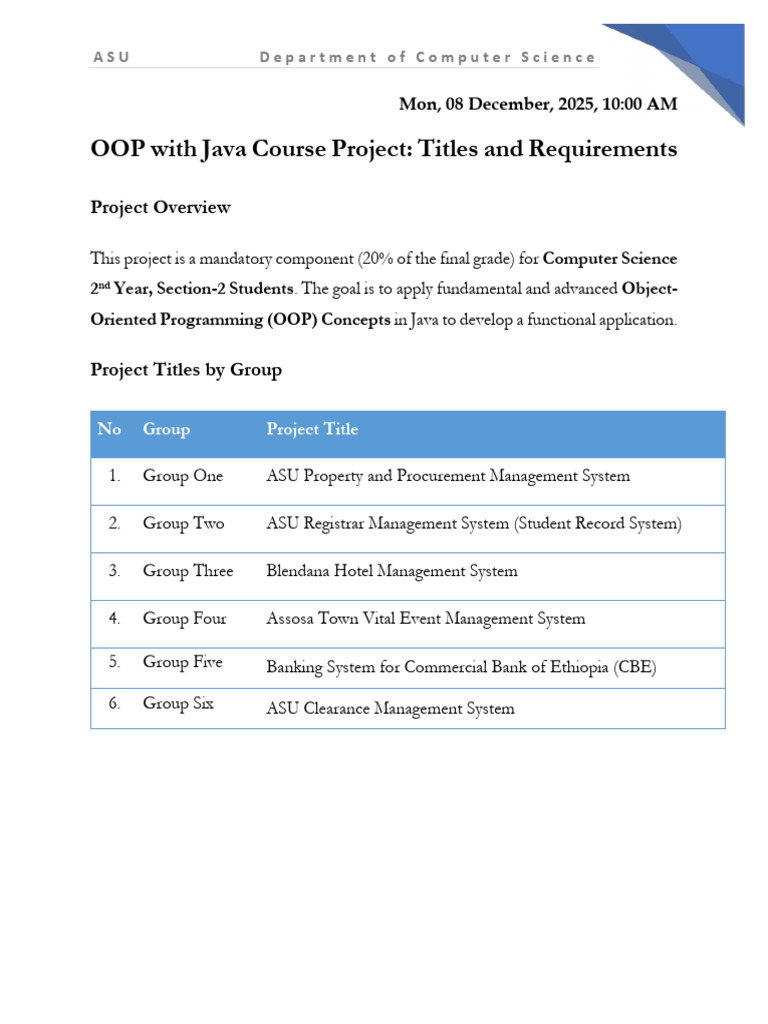08 Dec 2025 OOP With Java Projects for Computer Science Y2 Section ...