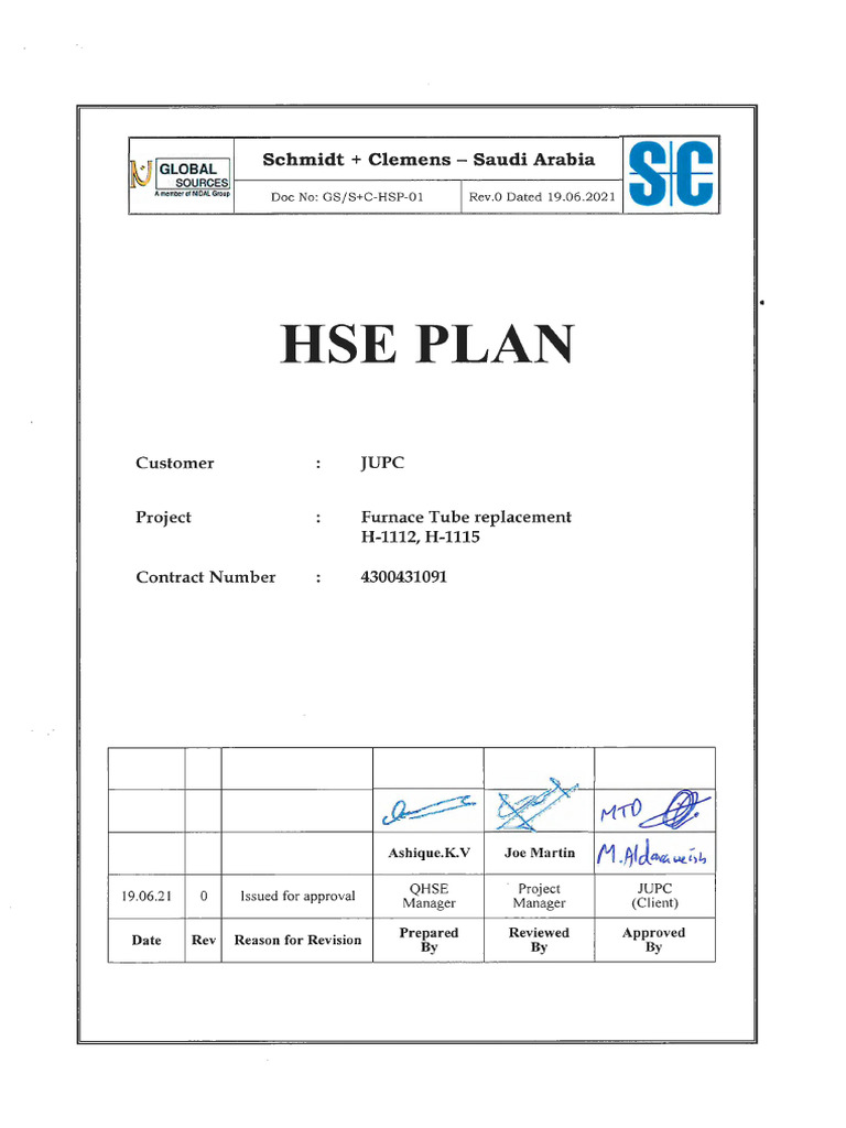 Hse Plan (Approved) | PDF | Occupational Safety And Health | Hazards