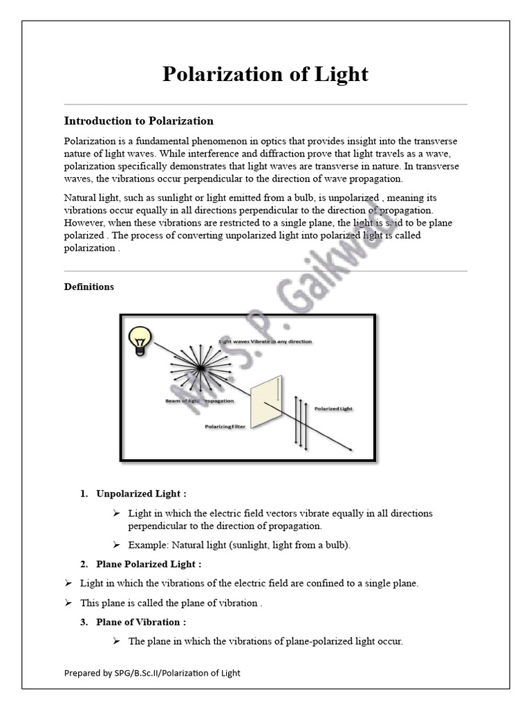 Polarization of Light | PDF | Polarization (Waves) | Light