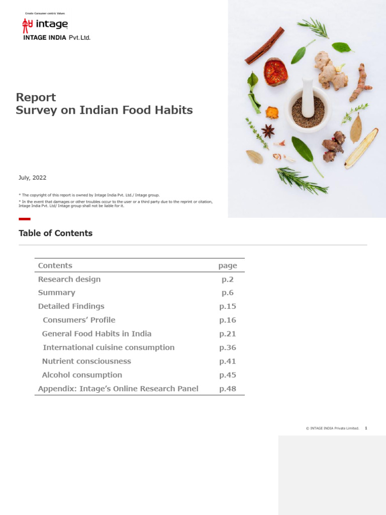 VVIP VVIP Survey on Indian Food Habits 668ed856a9d6a | PDF | Japanese ...