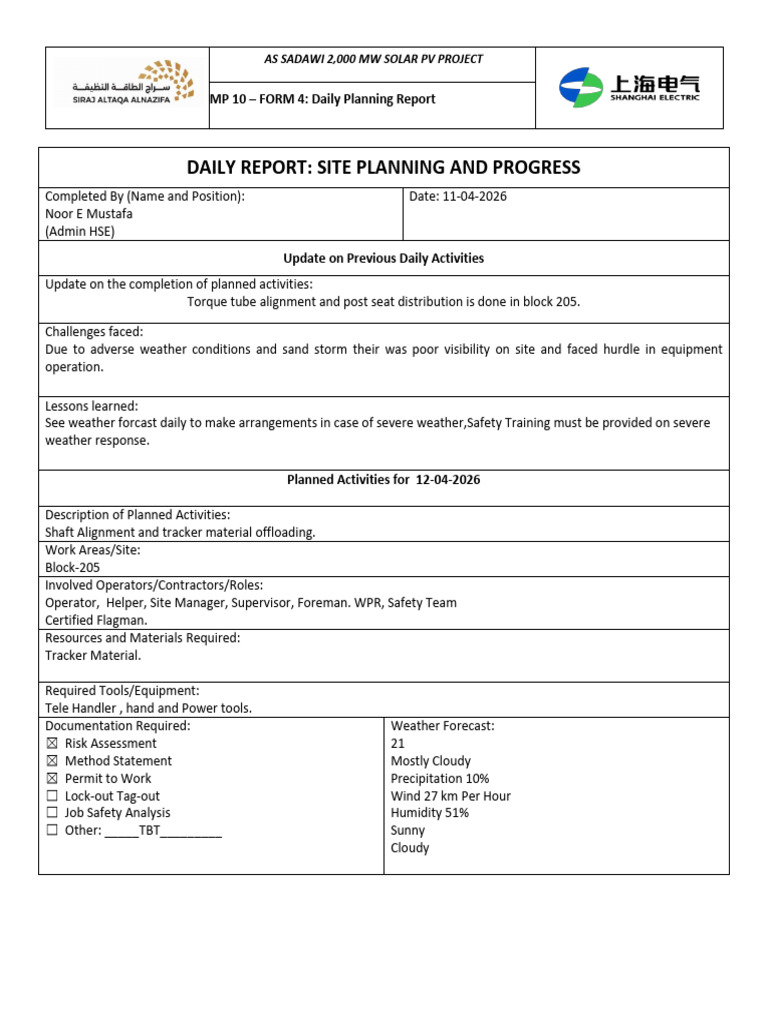 Gpec11.04.2026-Mp 10 - Form 4 Daily Planning | PDF